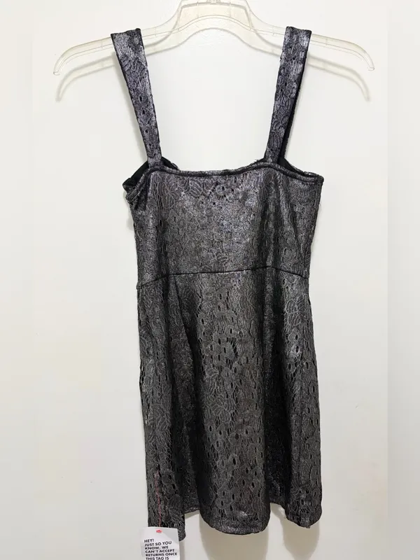 Topshop Metallic Silver Lace Mini Dress Sz. 4 NWT - Image 4