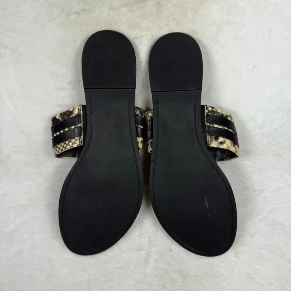Tory Burch Miller Thong Sandals Snakeskin Print Leather Black Logo 9.5M 8099 C20 - Image 7
