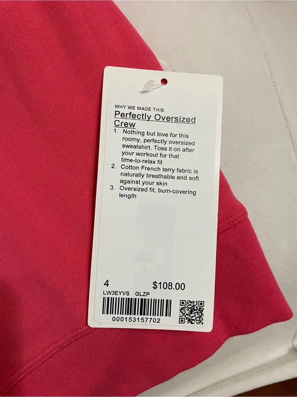 Lululemon Perfectly Oversized Crew Glazed Pink Sweatshirt Wordmark Size 4 - Image 10