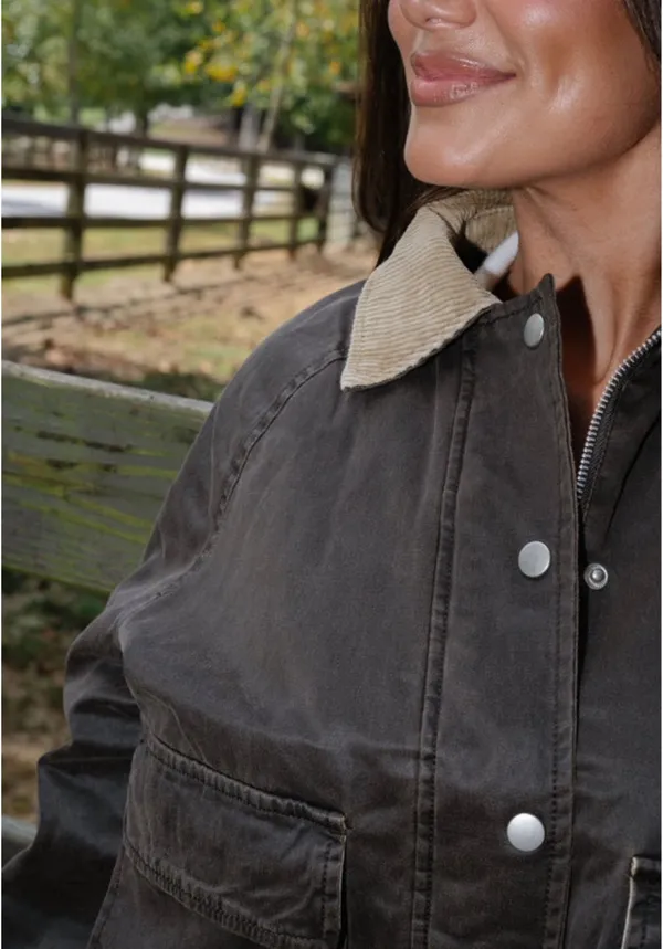 These Three Boutique Corduroy barn jacket vintage black - Image 4