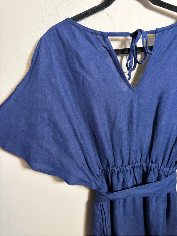 Tommy Bahama St. Lucia Linen Blend Split Shoulder Dress Cover Up Navy - Image 4