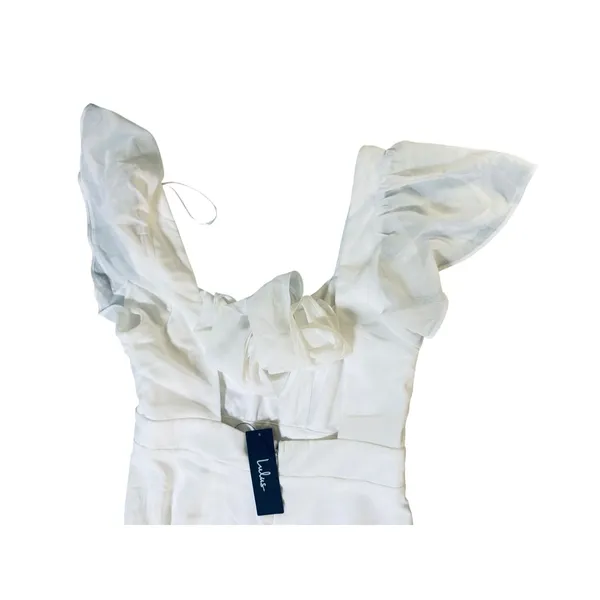 NWT Lulus Size Small Simply Delightful White Tie-Back Flutter Sleeve Maxi Dress - Image 11