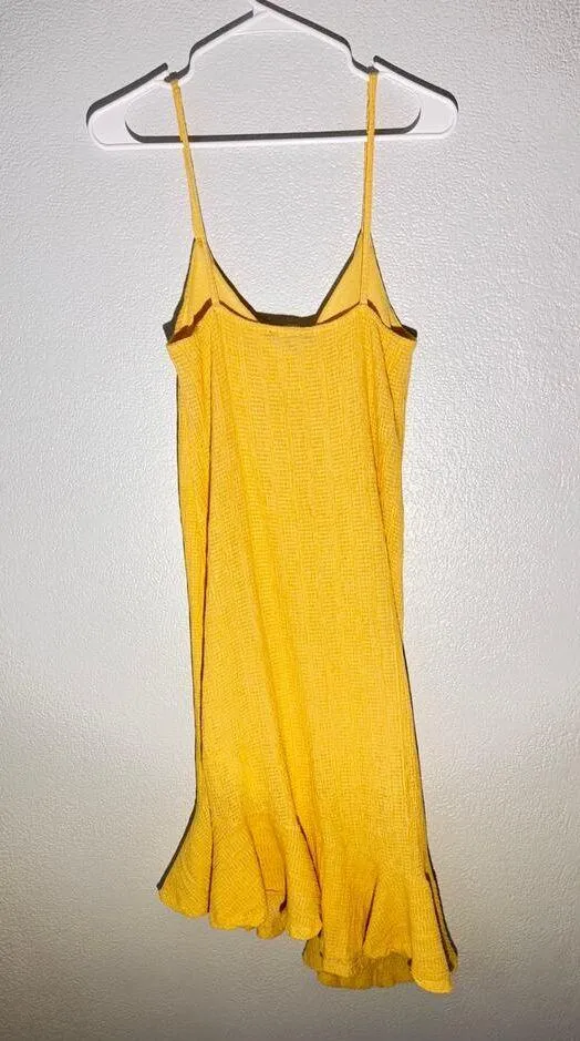 ZARA Yellow Textured Knit Ruffle Hem Midi Dress - Size M - Image 2