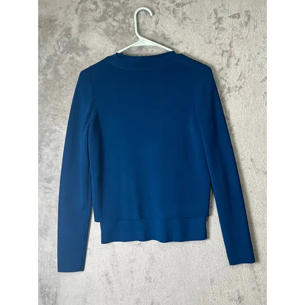 Paule Ka Paris Blue Open Front Cardigan & Shirt Contrast Trim Small‎ Work Office - Image 3