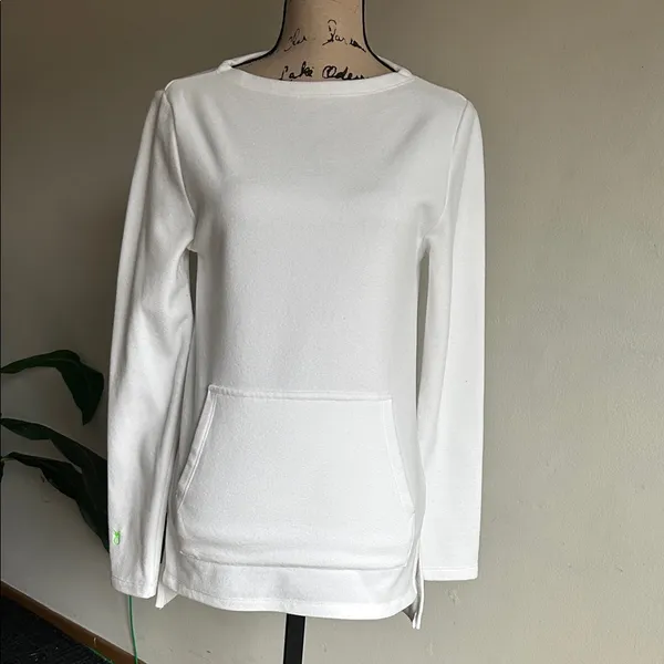 Dudley Stephens Highland Pocket Pouch White Terry Fleece Pullover Size XS - Image 2