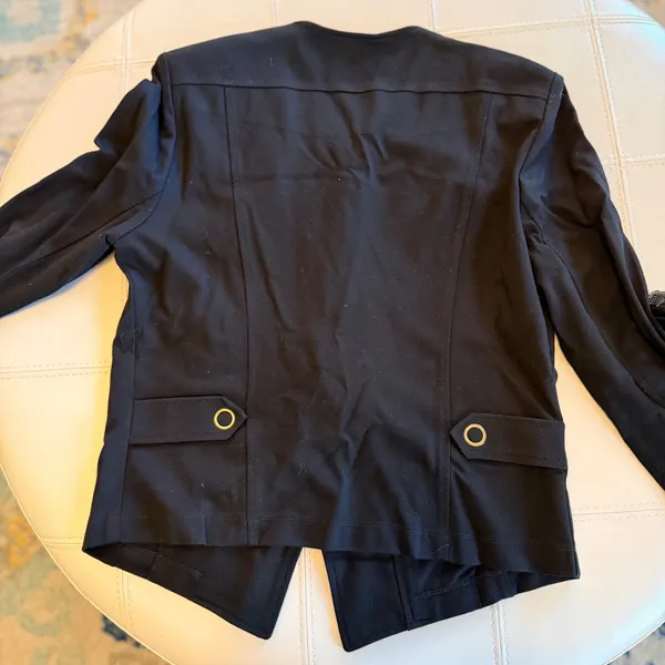 Cabi Black Asymmetrical Moto Jacket S Structured Zip Front‎ Ponte Stretch Career - Image 11