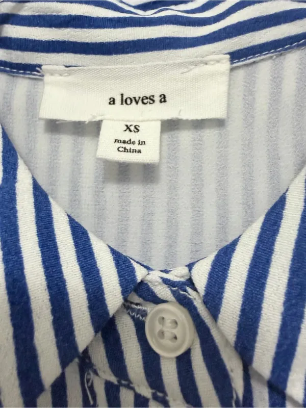 A Loves A Striped Tiered Button-Front Shirt Dress XS - Image 6