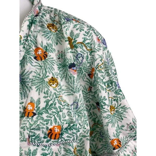 Roller Rabbit Women's Green Palm Tree Button Down Sleepwear Shirt Pajama Top XL - Image 2