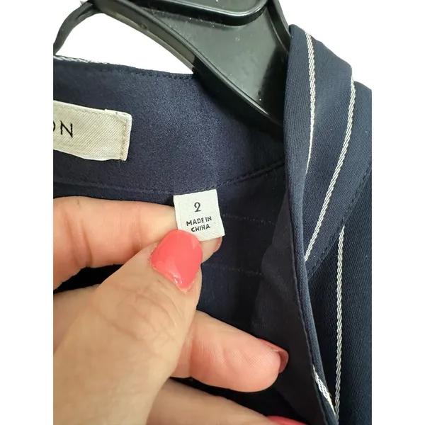 Aritzia‎ Babaton Striped Shirt Dress Blue White Midi Long Sleeve Pockets #FF10-2 - Image 3
