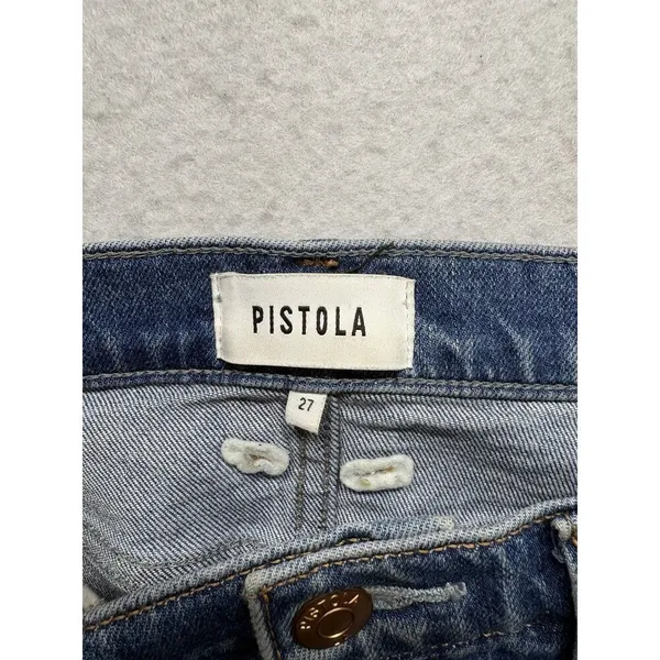 Pistola Ally High Rise Ankle Bootcut Jeans Womens 27 Distressed Blue Organic Cot - Image 2