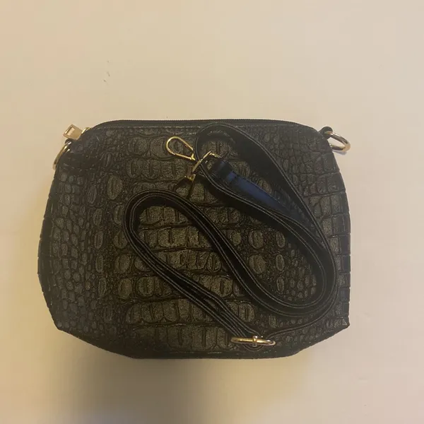Crocodile embossed Bag set Black - Image 12