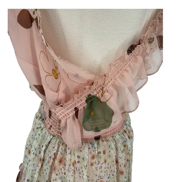 Free People Mixed Print Floral Sleeveless Tiered High Low Dress Size Small Fairy - Image 9