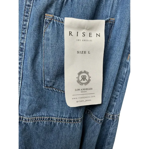 Risen Jeans Blue Denim High Low Tiered Ruffle Maxi Skirt RDS6280 Large‎ - Image 12