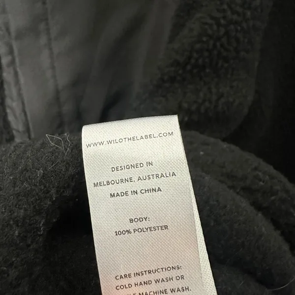 Wilo The Label Fleece Pullover Womens Medium Black Snap Mock Neck Sherpa‎ Jacket - Image 4