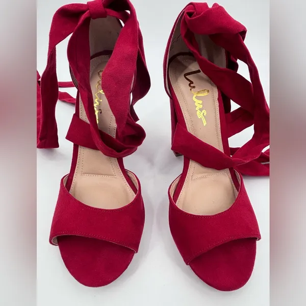 Lulu's Bold Red Strappy Heels - Image 8