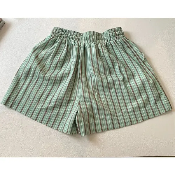 Peppermayo Striped Elastic Waist Shorts AU/UK 8 US 4 Teal Brown Drawstring Summe - Image 3