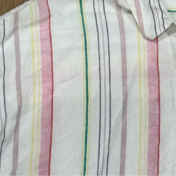 Madewell Rainbow Stripe Linen Blend Daily Shirt Women’s Medium - Image 5