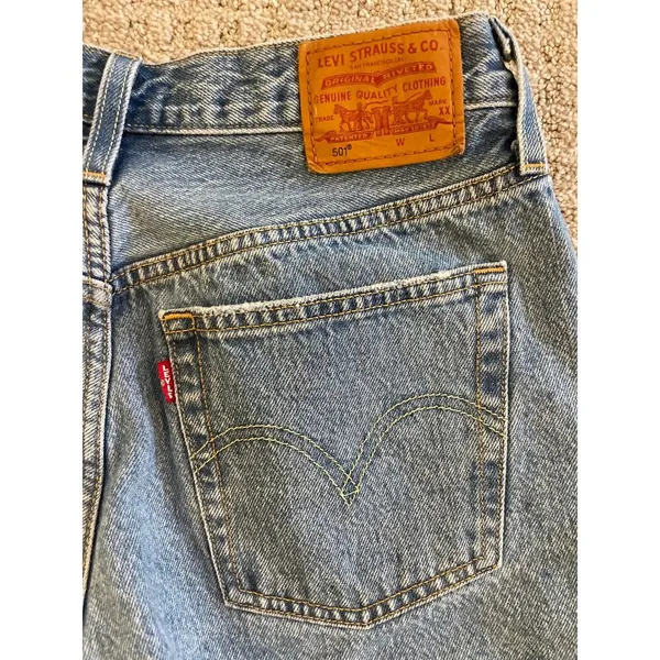 Levi’s Original 501 Button Up Cut Off Denim Shorts W27 - Image 4