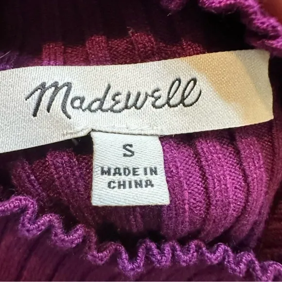 Madewell Ribbed Mock-neck‎ Sweater Tank in Wine Size Small - Image 8