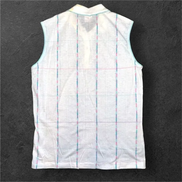 80s Vintage TAIL Womens White Sleeveless Striped Top sz M USA Resort Golf Preppy - Image 4