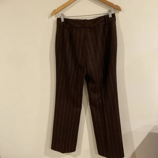 Lauren Ralph Lauren Polo Womens Brown Tan Pinstripe Wool Pants sz 4 Classic - Image 3