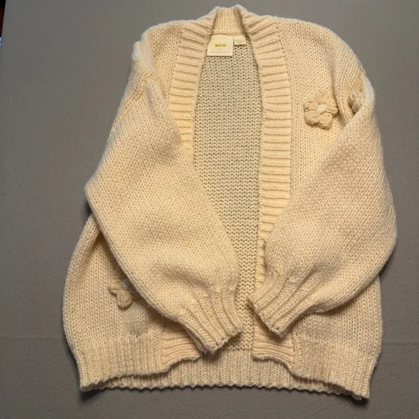 Maeve Anthropologie The Susannah 3D Floral Knit Cardigan Sweater Women One Size - Image 3