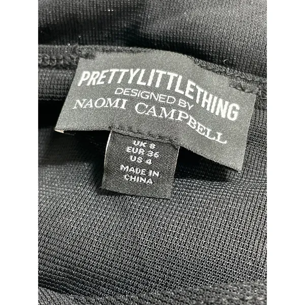 PrettyLittleThing x Naomi Campbell Black Bandeau Ruched Strapless Blouse Top 4 - Image 6