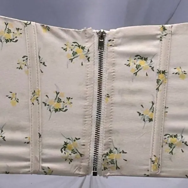 Floral Corset Top‎ Cream Small Yellow - Image 4