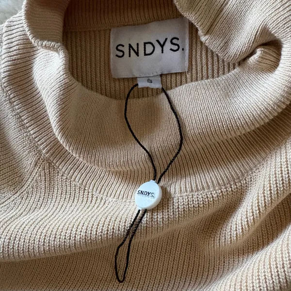 SNDYS tied up mock neck knit tunic dress in sand - Image 10