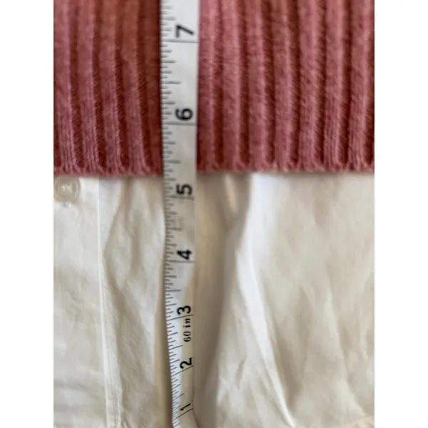 Brochu Walker Layered Look Cashmere Sweater Womens L Pink White Crewneck - Image 6