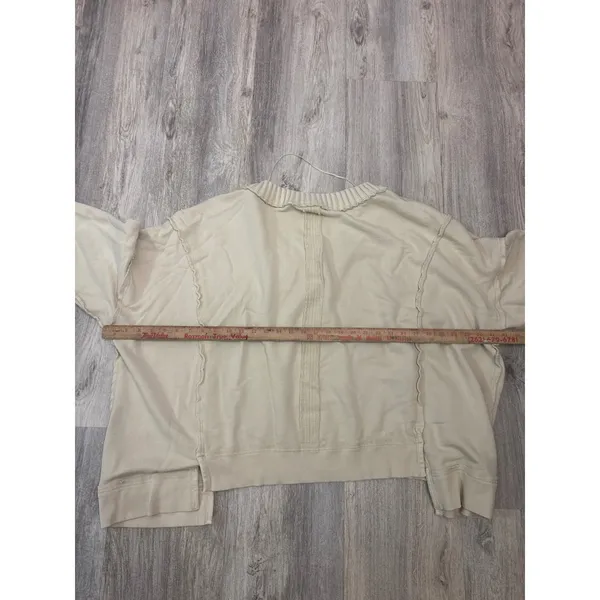 We The Free Free People Oversized V-Neck Sweatshirt Cream Exposed Seam XS‎ - Image 8