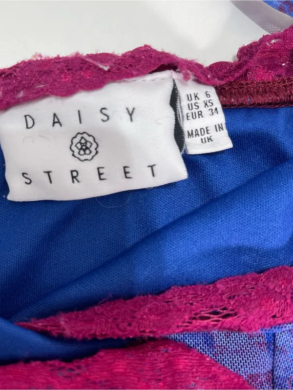 Y2k Daisy Street Graphic Slip Mini Dress Lace Women's XS Grunge Festival - Image 4