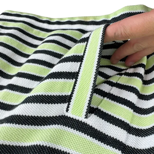 T‎ By Talbots Cotton Blend Striped Terry Cloth 3/4 Sleeve 1/4 Zip Size Small P - Image 3