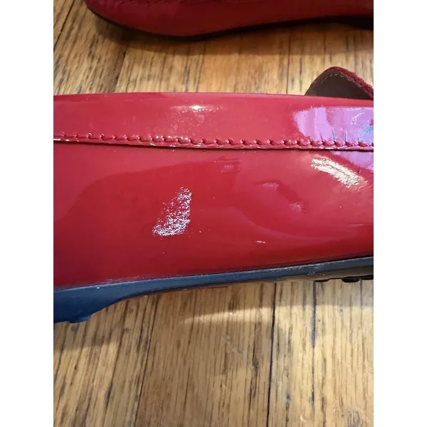 Tod's Womens Red Patent Leather Gommino Driving Loafer Sz 8 - Image 9