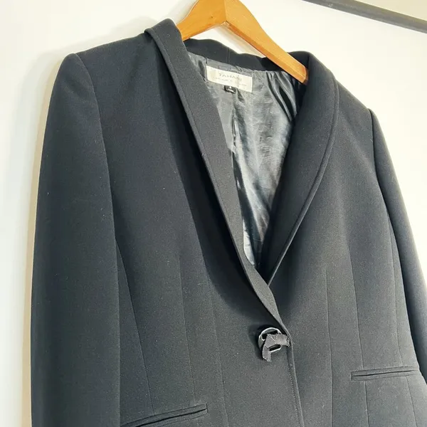 Tahari Arthur S Levine Vintage Black Blazer Jacket Pant Suit 2pc Set Womens 8 - Image 5