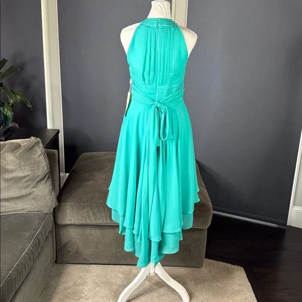 Women’s Blue Chiffon Hi Low Bridesmaid Formal Party Dress Zip Back Size 2 **READ - Image 5