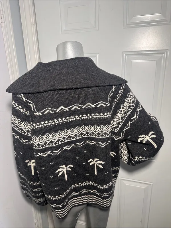 Marine Layer NWOT Whitney Quarter Zip Sweater L Palm Tree Fair Isle Après Ski - Image 7