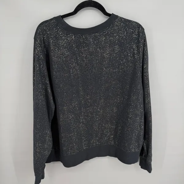 Nike Sweatshirt Womens 2X Black Stardust‎ Gold Metallic Fleece Crewneck Sporty - Image 3
