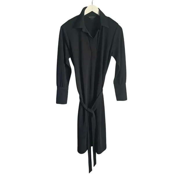 Club Monaco Black Collared Shirt‎ Dress Career Work Office Neutral Minimalist M - Image 5