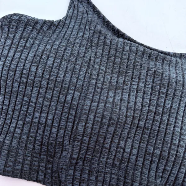 Aerie Blue Ribbed Cropped Sports Bra Size Medium - Image 2