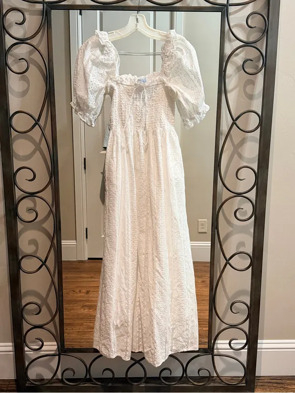 Hill House Home The Scarlett Nap Fit & Flare Midi Dress M white - Image 3