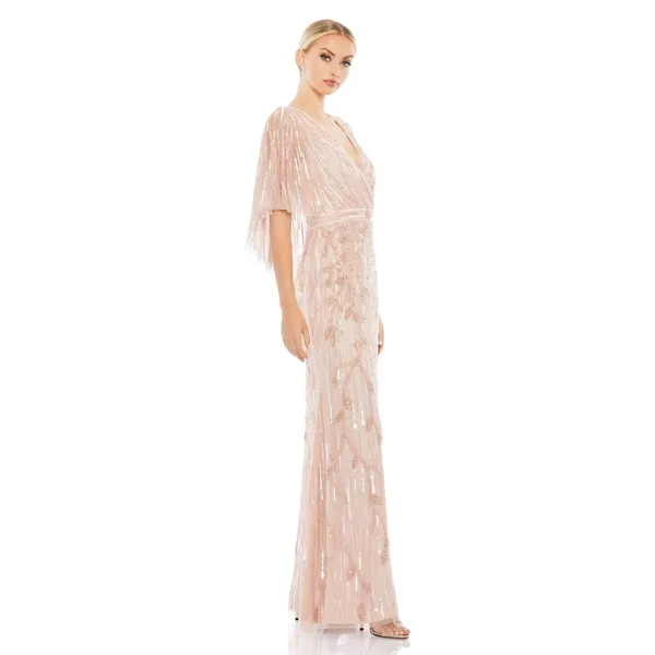 Mac‎ Duggal Embellished Cap Sleeve Sequin Flutter Sleeve Column Gown - NWT - Image 2