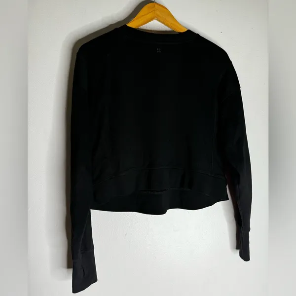 sweaty betty Size 0-2 Black Crew Neck Long Sleeve Sweatshirt CP0528‎ - Image 2