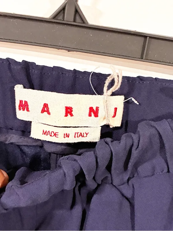 Marni Made in Italy Blue Pull on Size 40 Side Stripe Elastic Waist Pants - Image 3