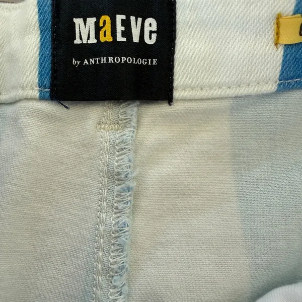 Anthropologie Blue and White Vertical Stripe High-Rise Shorts - Image 4