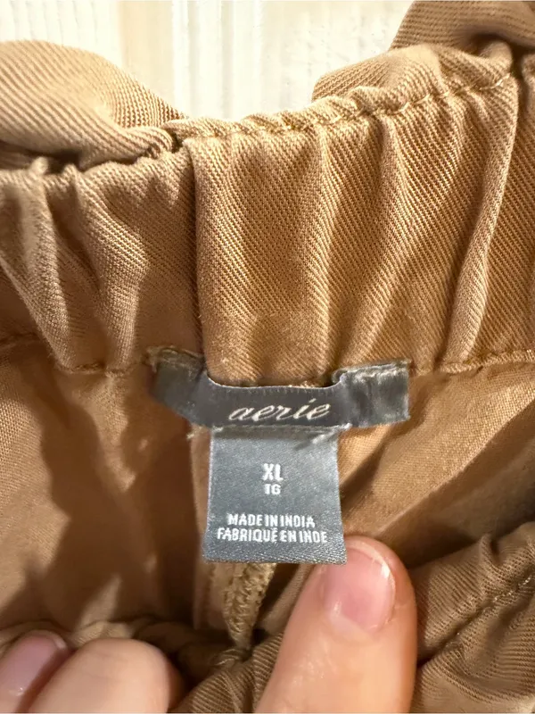 aerie Tan Paperbag Waist Tie-Front Shorts - Image 3