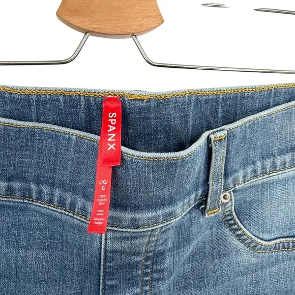 SPANX Flare Jeans Vintage Indigo High Rise Pull On Shaping Blue Size Large - Image 8