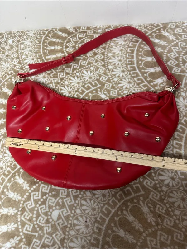 Urban Expression Red Studded Hobo Bag - Image 7