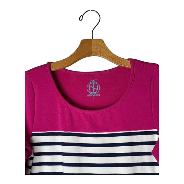 Tracy Negoshian Dress Women Small Pink Blue Striped‎ Bella Tunic Mini Nautical - Image 4