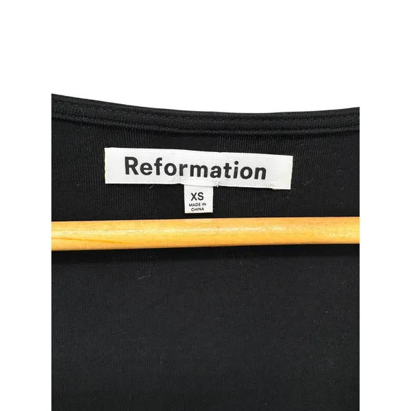 Reformation Vianna Black Long Sleeve Plunge Cutout Bodycon‎ Mini Dress XS - Image 4